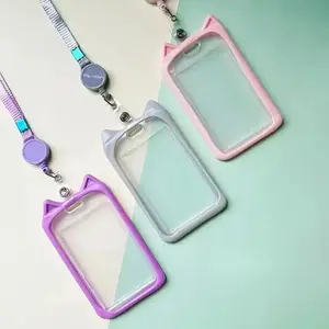 Cat Ear Card Holder, Id Badge Holder, Stylish Multifunctional Design for Students & Professionals, Ideal for ID Cards, Bus Passes, Work Ids, Personalized Lanyard