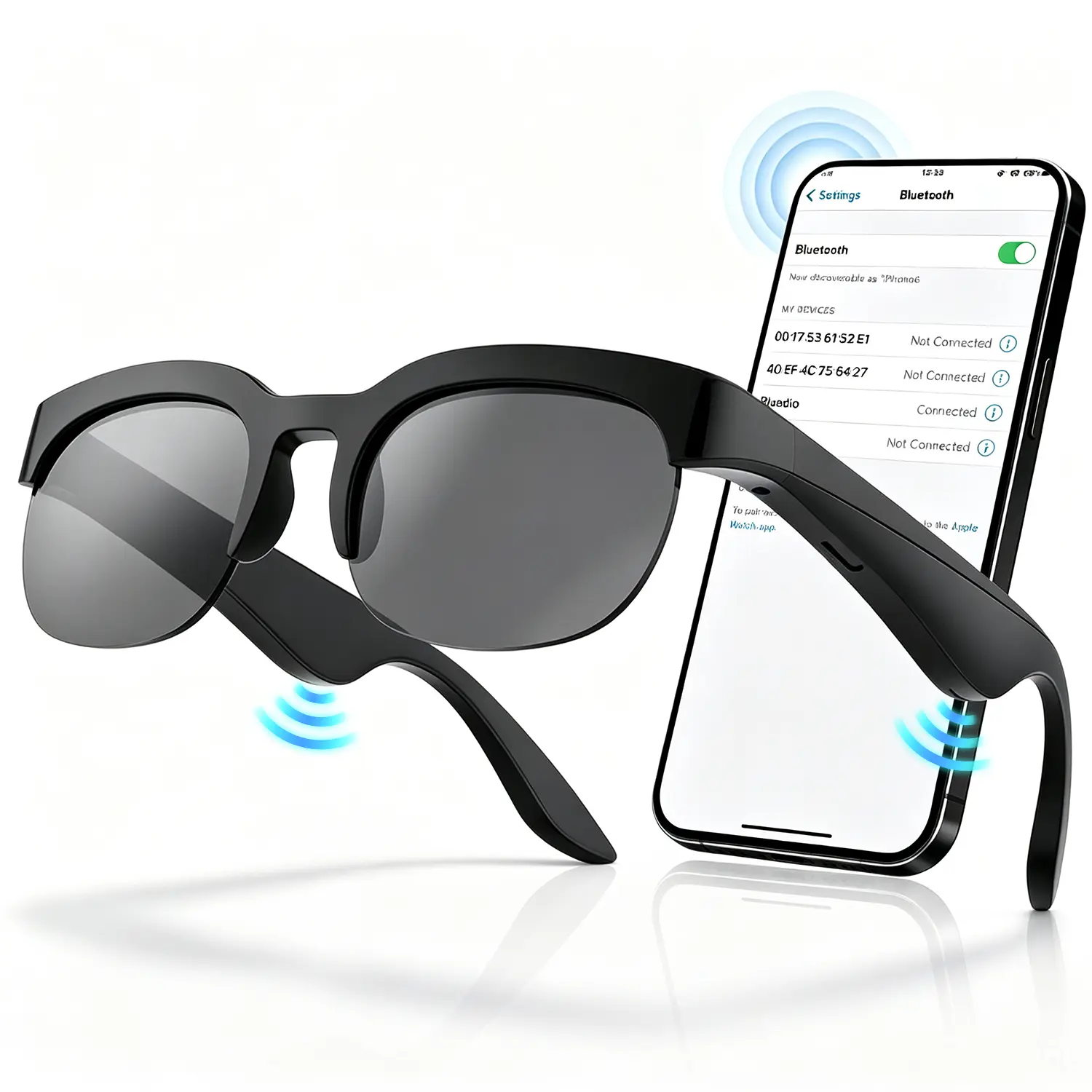 Smart glasses, Bluetooth audio sunglasses, wireless headphones with built-in microphones and speakers, suitable for sports, outdoor UV protection, wearable devices for listening to music and making calls, unisex