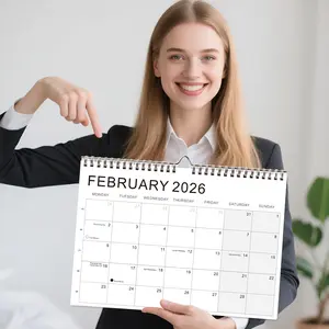 A4 Weekly Planning calendar 2026-2027, 52-week panoramic view, monthly pagination, full moon and new moon marking, home and office date record book, Weekly Planner, Spiral Bound Planner