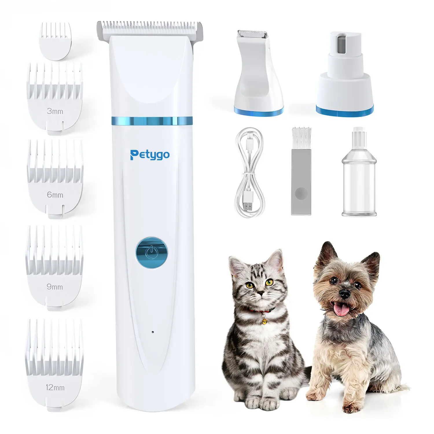 3-in-1 Dog Grooming Kit with Nail Grinder & Dog PawTrimmer, Low-Noise Rechargeable Cordless Electric Set forDogs, Cats & Paw Pets 07