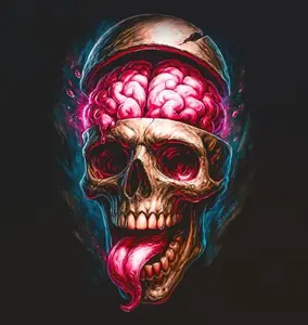 Halftone Skull Design for Black Fabric Ready to Press Heat Transfer DTF Transfer Direct to Film 300-320°F Firm Press Settings