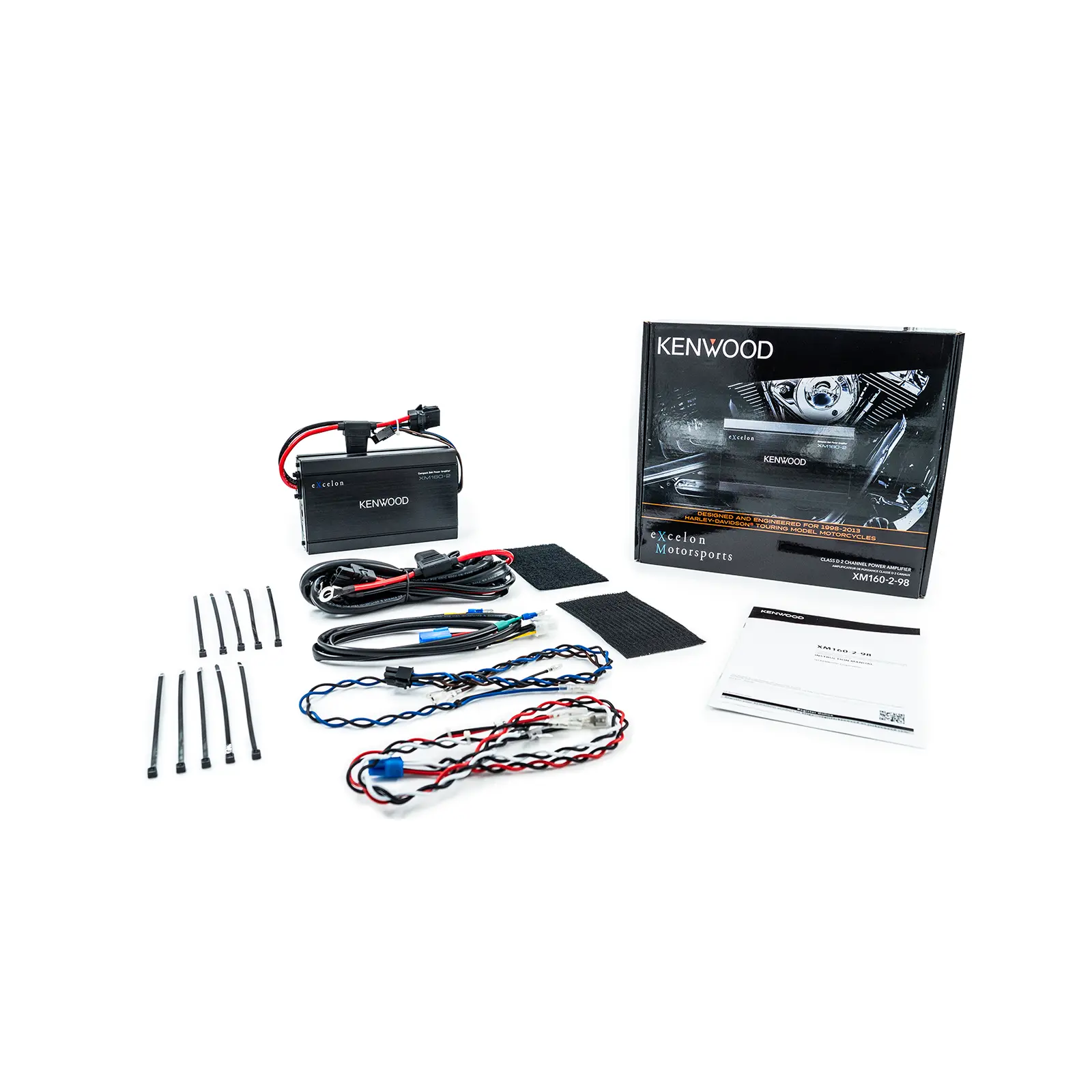 Kenwood eXcelon Motorsports XM160-2-98 Harley Plug & Play 2-Channel Amplifier – 160W RMS Total