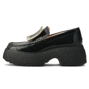 Women's Roger Vivier Viv' Rangers Patent Leather Loafers - Metal Buckle Footwear, Shoe, Flat