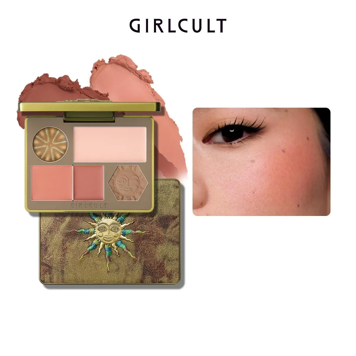 Girlcult Face Palette, 1 Box Long Lasting Highlighter & Blush & Contour Palette, Facial Makeup Product for Women & Girls, Bronzer
