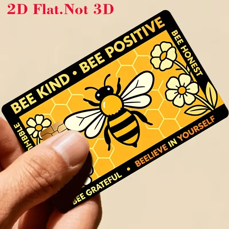 "Bee Kind Bee Positive" Cute Bumblebee Credit Card Skin - Wholesome Pun Debit Card Sticker Pre-Cut for Chip