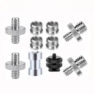 10/14pcs Camera Screw Adapter Set, Accessories - Carbon Steel, 1/4" to 3/8" Converter for Lamp Holder, 1/4" Female to 3/8" Female BE Converter, 1/4" Male to 3/8" Male and 1/4" Male to 1/4" Male, 1/4" to 3/8" Conversion Nut, 1/4" Hot Shoe Mount