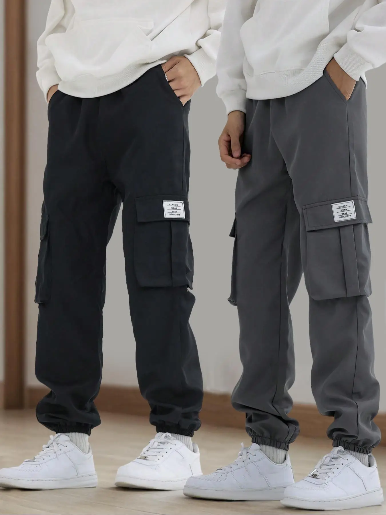 Boy's Letter Patched Pocket Cargo Pants, Casual Streetwear Trousers for Spring & Fall, Kids Bottoms for Daily Wear
