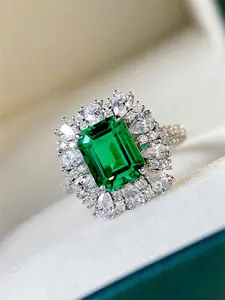 1 PC Luxury Green Cubic Zirconia Ring For Women For Wedding Engagement Anniversary Party Band Jewelry Valentine's Day Gift