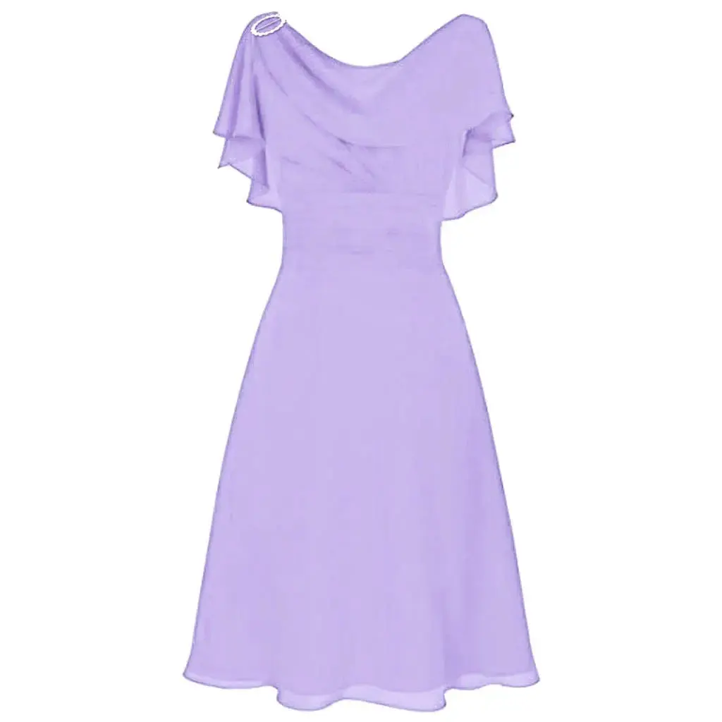 Women Formal Long Dresses Wedding Bridesmaid High-Waist Prom Gowns Cocktail Dress Elegant U Neck Chiffon Evening Party Dress