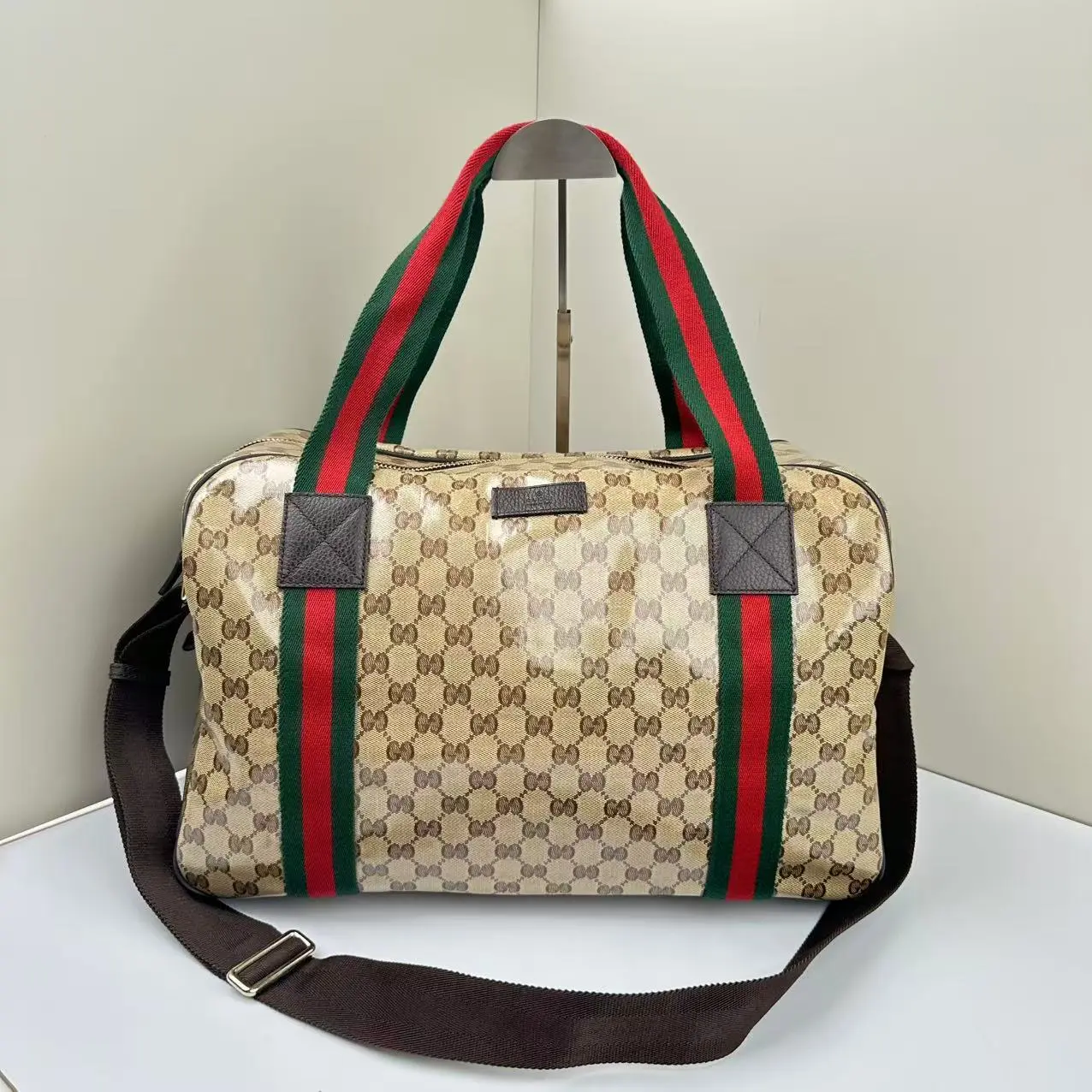 Pre-owned GUCCI GG Canvas Shoulder Bags Duffle Brown CPU0426