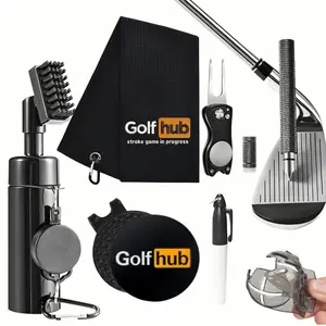 Golf Club Cleaning Kit with Golf Club Cleaner with Water Golf Towel Golf Marker Divot Repair Tool Groove Sharpener Golf Ball Alignment Kit Complete Golf Cleaning Kit Golf Accessories for Women Men, Creative Golf Hub Deign Christmas Gift For Golf Lovers