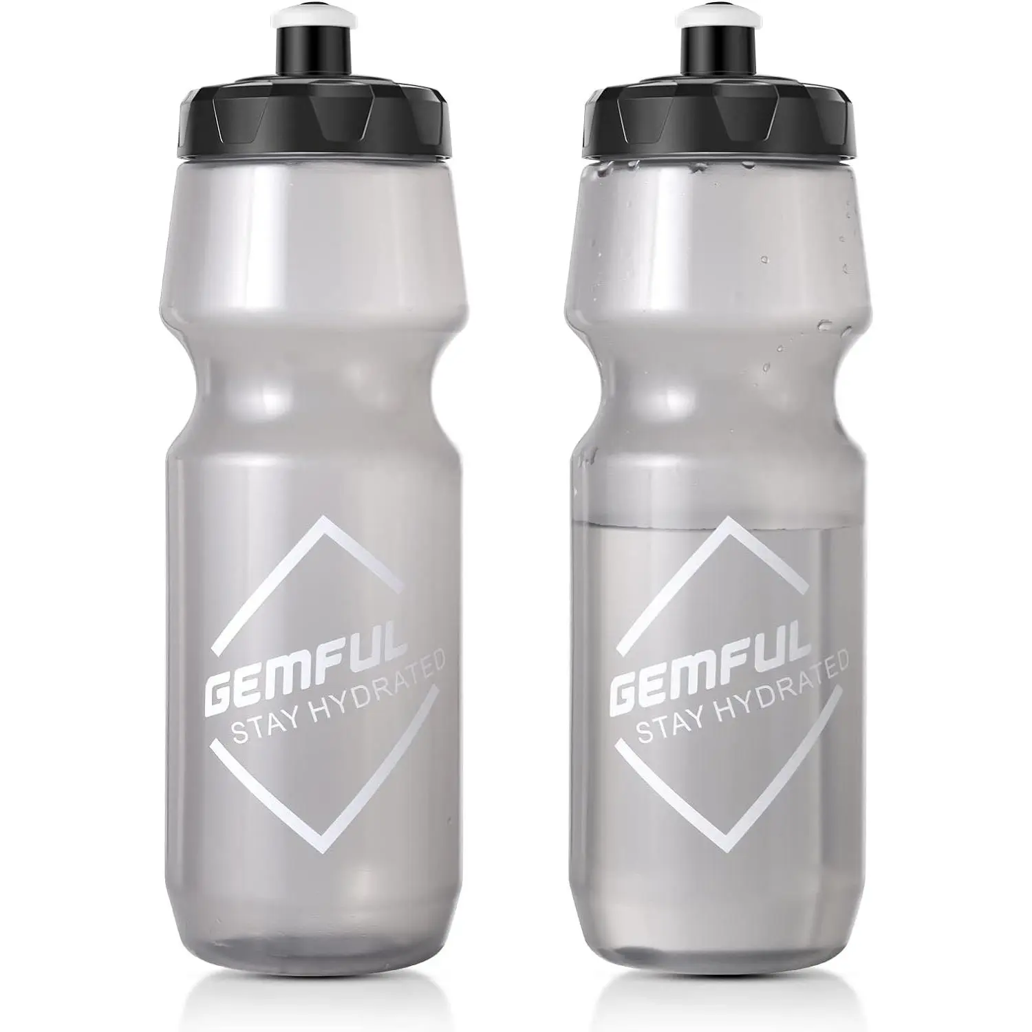 Cycling Water Bottle BPA Free Reusable Bike Gym Fitness Clear Squirt Squeeze Bottles Sports Leakproof Bicycle Workout 24oz 2 Pack | BPA Free, Leakproof, Squeeze Design For Easy Hydration, Fits Standard Bike Cages, Reusable & Durable, for Cycling Gift