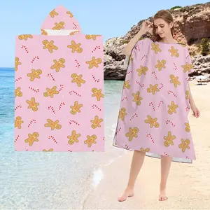 Jit 1pc Gingerbread Man Bathrobe, Ultra Soft Wearable Hooded Robe, Adult Printed Pattern, Warm and Comfortable Gift for Men and Women