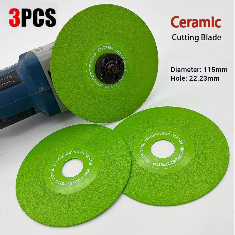 Ceramic Cutting Blade 3PCS 115mm Diamond Saw Blades for Cutting & Grinding Tile Marble 45 Degree Chamfered Abrasive Tools 115x22.23mm Abrasive Tools A