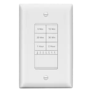 LIDER 2-Hour Countdown Timer Switch, In-Wall, No Neutral Required, Ground Required, LED Indicator, Timer for Fans or Lighting, Wall Plate Included