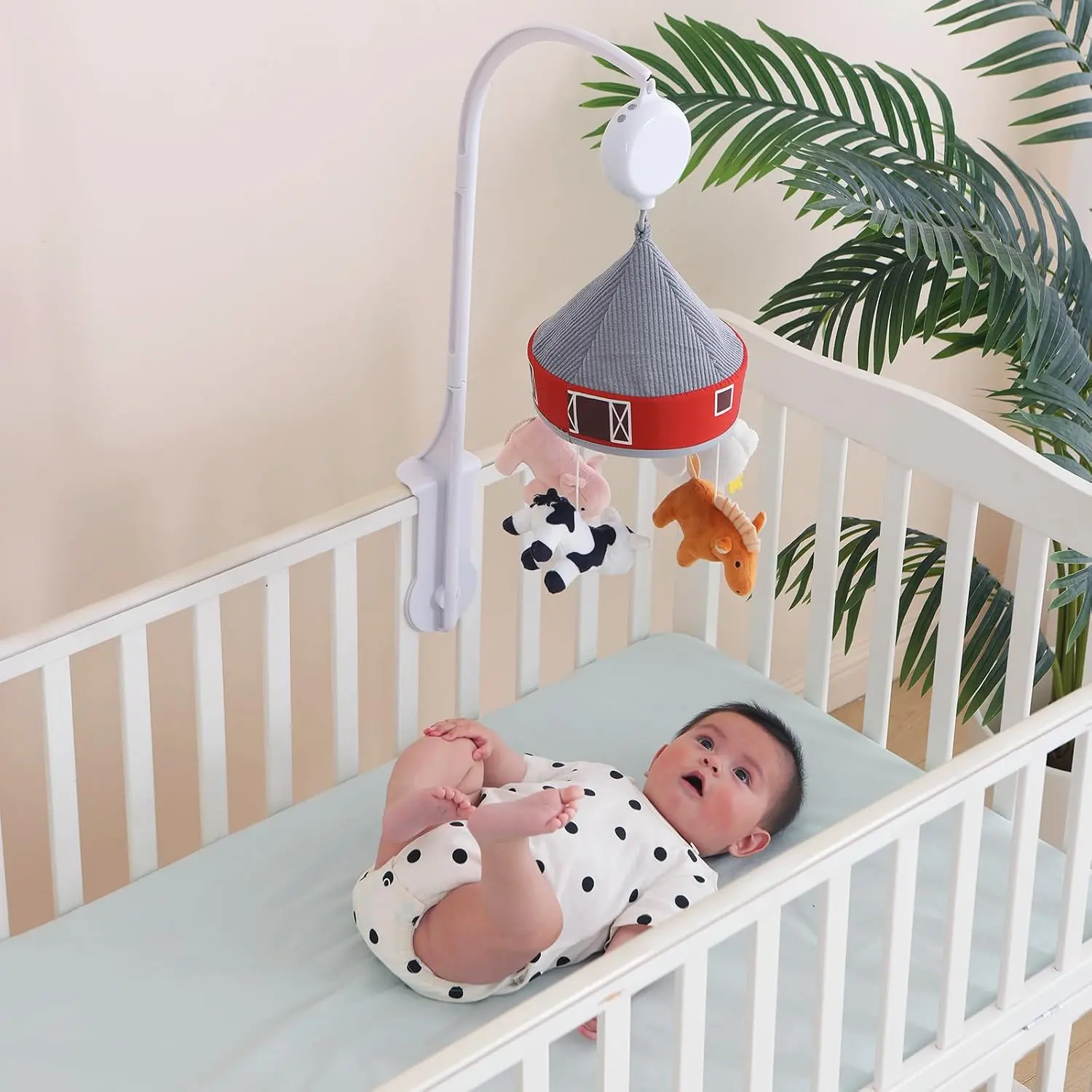 Musical Baby Crib Mobile with Plush Hanging Toys, Baby Mobile for Crib with Soothing Music & Sensory Development for Newborns 0-12 Months | Lovvie & Joy