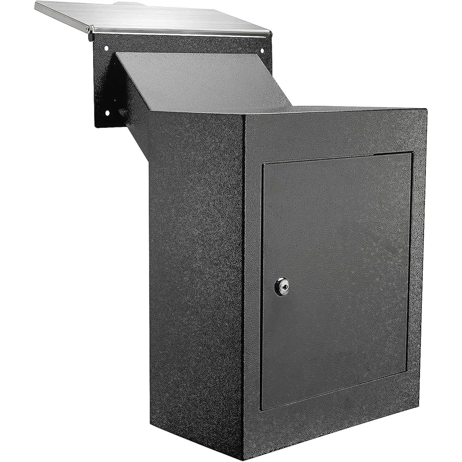 D9N-H - Through-The-Wall Drop Box with Rainproof Cover | Heavy Duty Through Wall Mailbox with 10-Inch Adjustable Chute | Rainproof Locking Drop Safe for Mail, Rent, Checks, Cash, and Keys