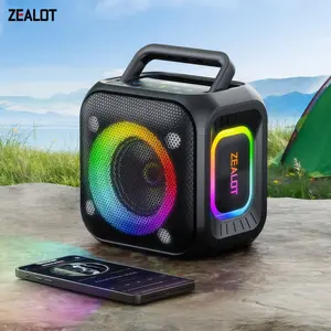 Zealot Portable Waterproof Bluetooth-compatible Speaker, Outdoor Wireless Speaker, 30W Loud Stereo Sound, RGB Lights, 6000mah Battery, TF/USB/aux Support, Home Outdoor Use