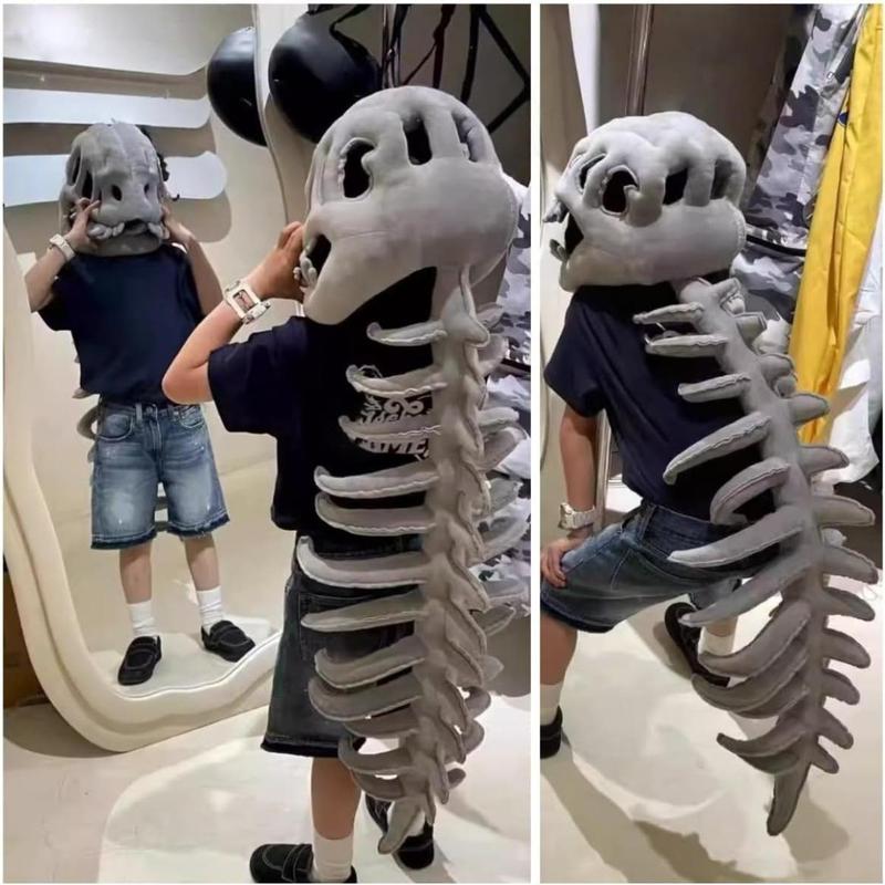 3D Realistic Dinosaur Skeleton Costume Full Body Plush Suit - T-Rex Velociraptor Cosplay for Kids Teens Adults Halloween Christmas Party, Gift, Photoshoot, Role Play