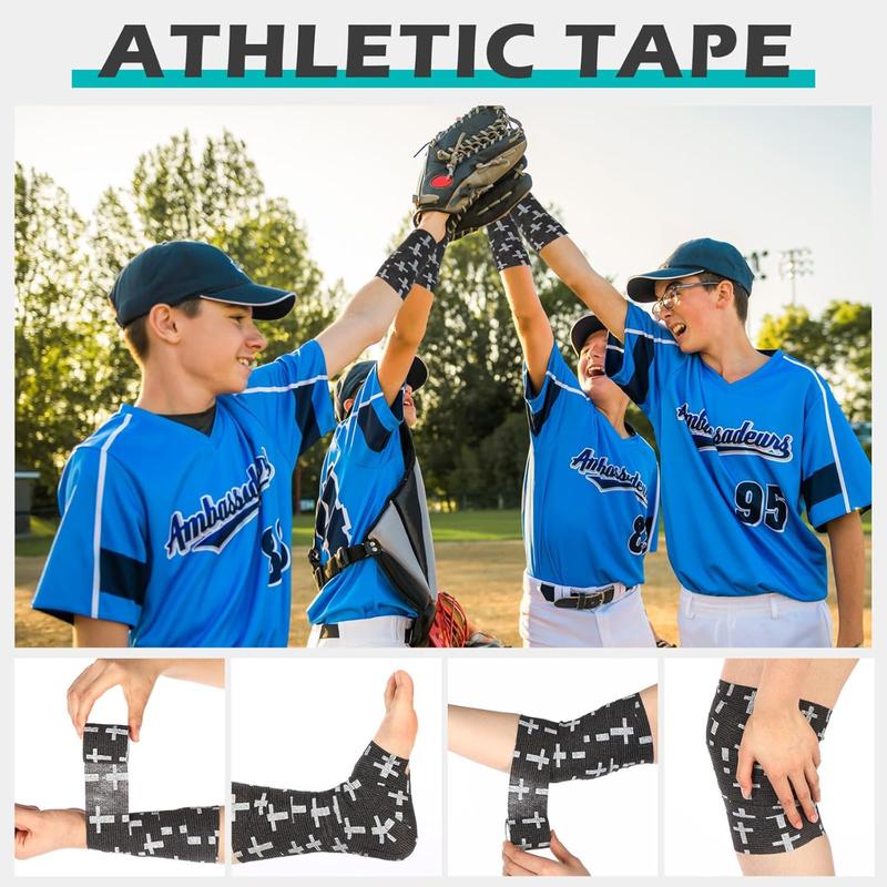 Cross Tape Christian Athletic Tape 2IN X 15FT Elastic Wrist Wrap for Baseball Soccer Football Gymnastic Non Woven Jesus Self Adhesive Sports Tape Cotton Sports Tape with Christian Cross
