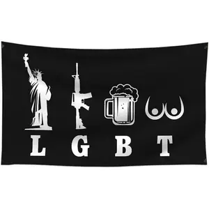 Gay Lesbian Freedom Gun Beer Boobs Flag 40x60 in Funny Banner Tapestry Decoration Bedroom Dormitory Wall Decorations Tapestry