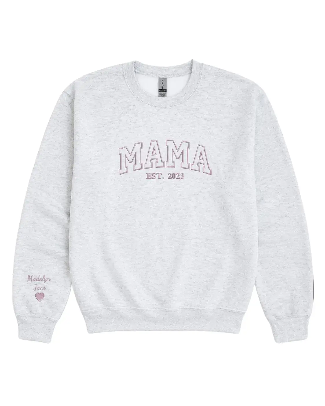 Custom Embroidered Grandma Mama Sweatshirt or Hoodie – With Kids Names on Sleeve – Gift for Birthday Mother’s Day Valentine
