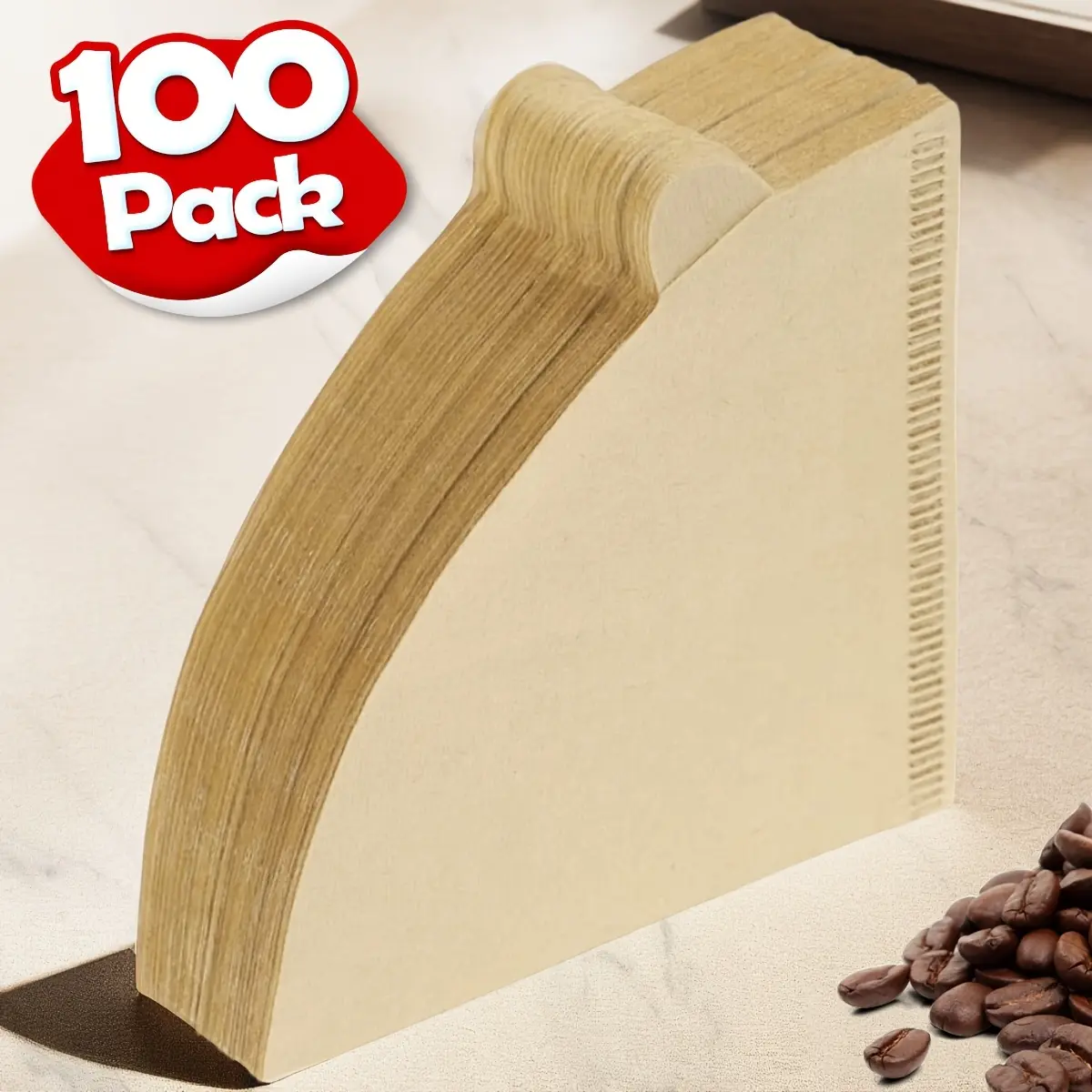 Cone Coffee Filters Size 01/02, 100 Count 1-2/1-4 Cups Unbleached Wood Pulp V01/V02 Disposable Coffee Filter Paper, Compatible with Conical Shaped Pour Over Coffee Dripper and Drip Coffee Maker Home