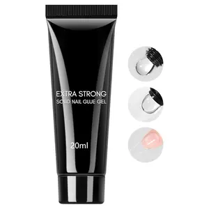 Solid Nail Glue Gel: Super Strong Nail Glue for Press On & Acrylic Nails, 3D Gel Nails Art Design, Long Lasting Clear Adhesive 20ML, UV Lamp Cured, Ideal for Home Salon DIY Use, Nail Glue Extension