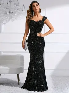 Women's Glitter Sequins V Neck Mermaid Evening Dress Formal Wear, Elegant Sleeveless Evening Party Gown, Ladies Clothes for Special Occasions, Formal Elegant Fashion