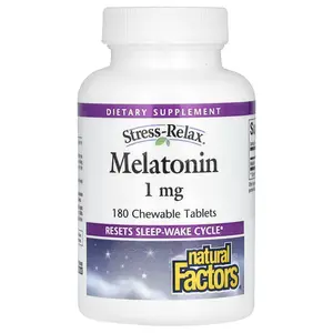 Natural Factors Stress-Relax, Melatonin, 1 mg, 180 Chewable Tablets