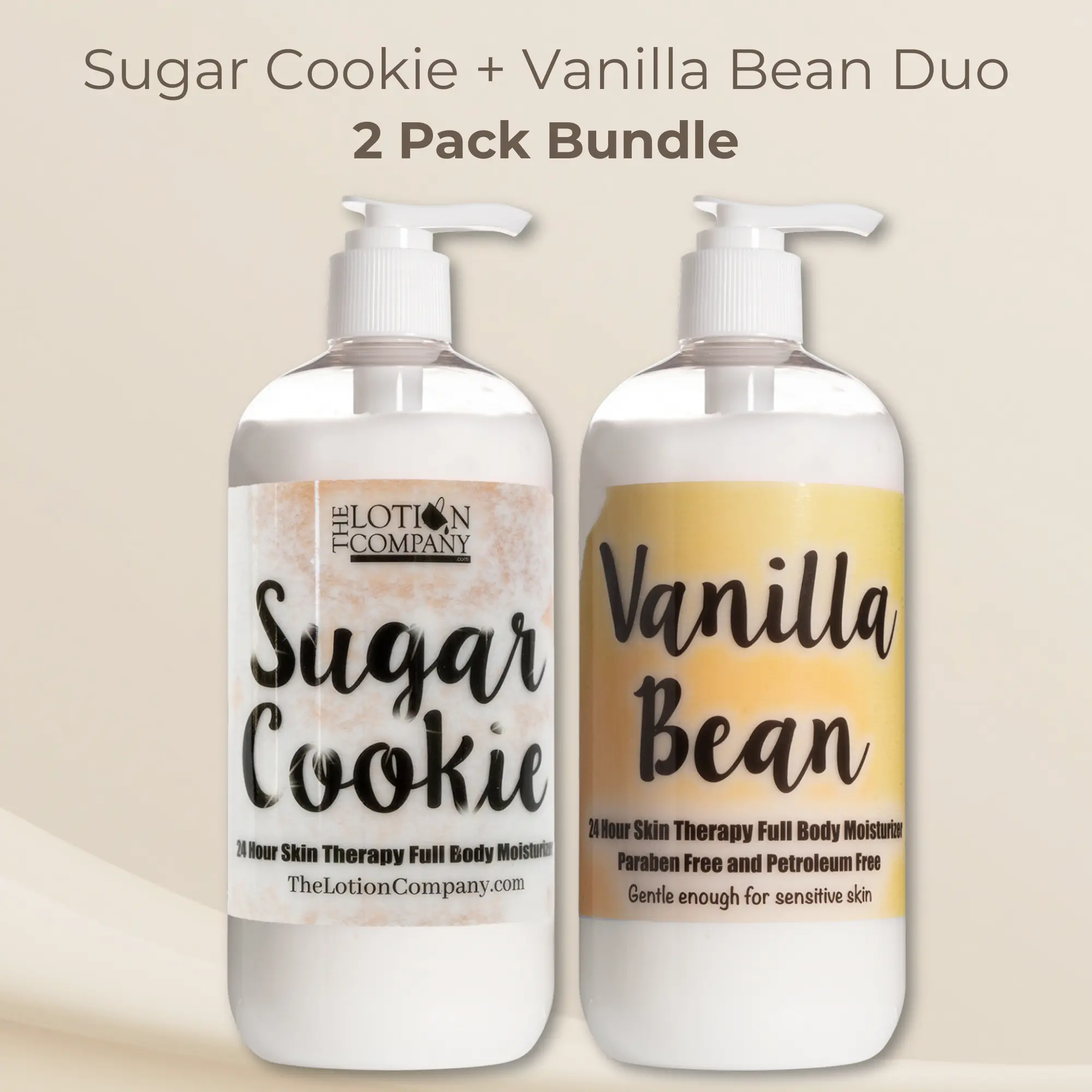 Vanilla Bean + Sugar Cookie Body Lotion Duo | 2 Pack Bundle | 16 oz