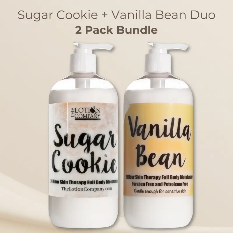 Vanilla Bean + Sugar Cookie Body Lotion Duo | 2 Pack Bundle | 16 oz