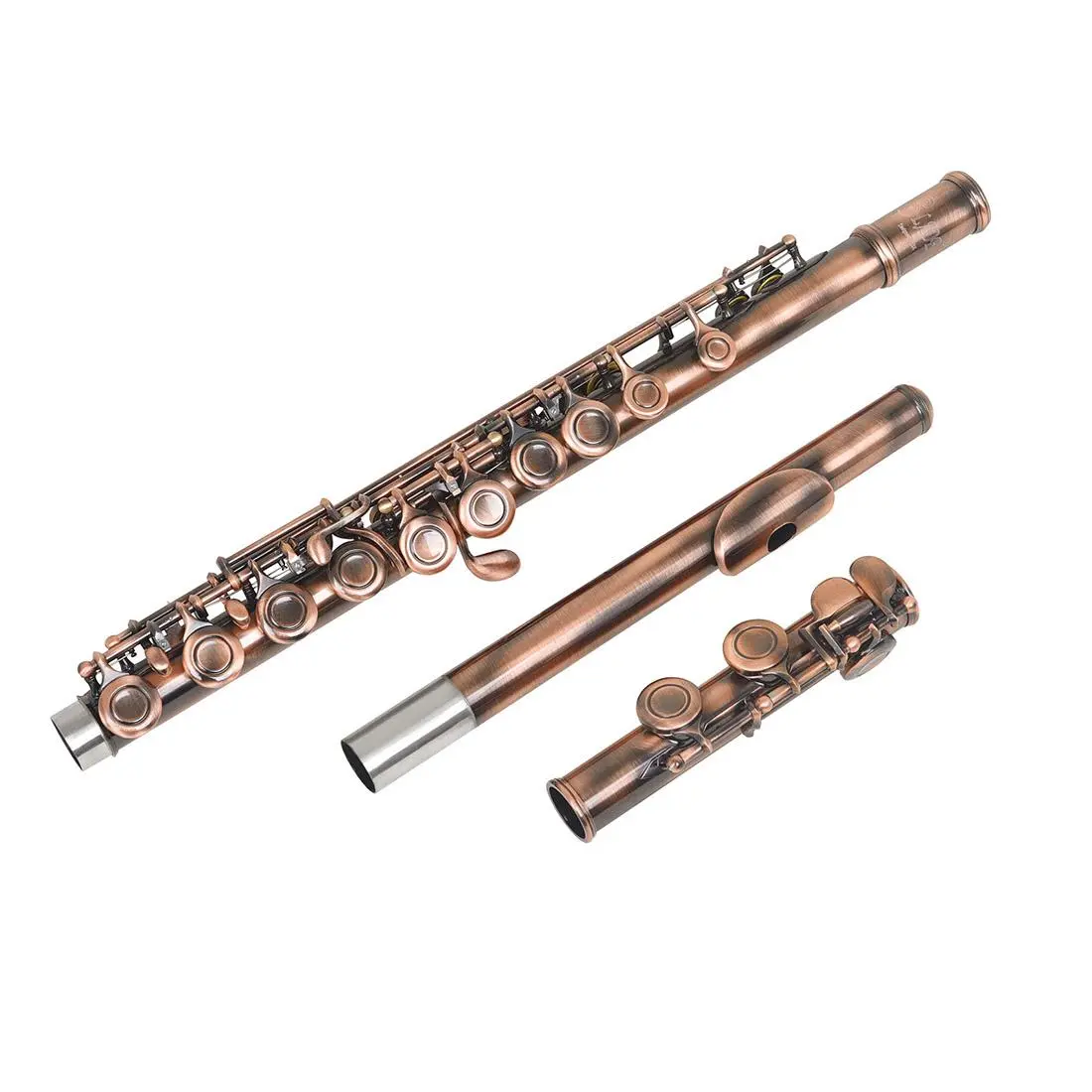 16 Hole Closed Hole Flute, C Key Bronze Beginner Band Performance Flute Instrument, Musical Instrument for Beginners