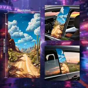 Religious Style Car B-Pillar & Bumper Sticker Set, PVC Waterproof & Scratch-Resistant, Desert Cactus Landscape Decal, Freedom & Travel Theme, Universal for All Vehicles & Surfaces, Ideal for All Occasions, Limited Time Offer