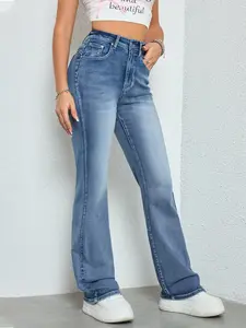Women's Gradient Embroidered Micro Pull Elastic Jeans - Comfortable, Soft, Breathable, Casual Womenswear Bottom