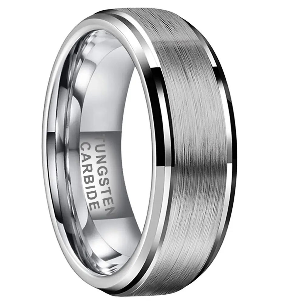 Yonifu 8mm Silver Tungsten Carbide Ring for Men, Brushed Finish Wedding Band with Comfort Fit, Scratch Resistant, Thanksgiving