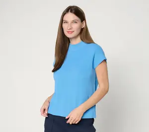 Carla Rockmore Collection Seasonless Yarn Mock Neck Dolman Sweater