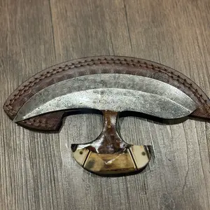 Damascus ULU with camel bone handle