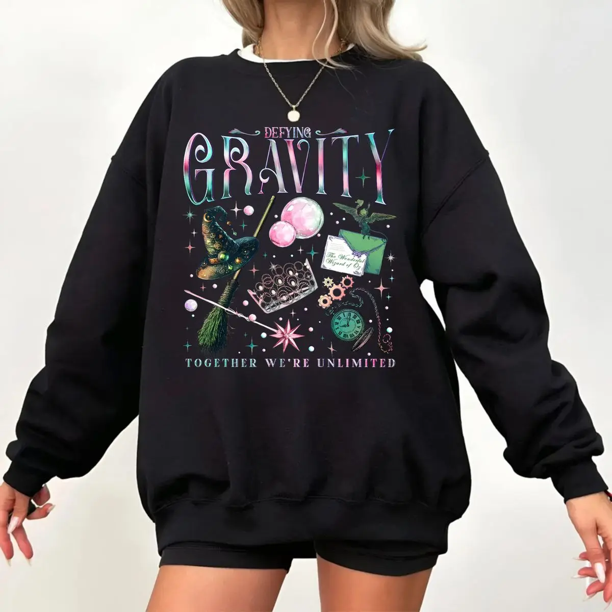 Wicked Change For Good Glitter T Shirt, Defy Gravity Broomstick Magic Wand T Shirt Witch Pink And Green Tee Wicked , Unisex Sweater Pullover Tee