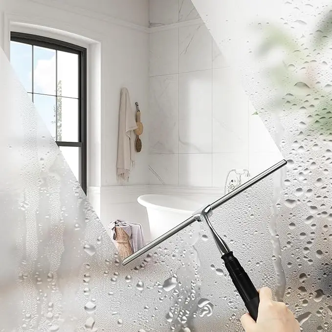 12-51’’ Telescopic Window Squeegee for Home, 2 in 1 Window Cleaning Squeegee Kit, Shower Squeegee for Glass Doors, Outdoor extendable Window Cleaner Tool for Floor Tile Wall Car Windshield