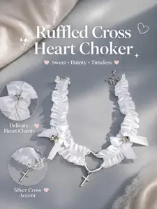 Saintly Kiss Lace Heart Message Collar, Elegant Jewelry Accessory, Perfect Gift for Loved Ones, Unique Design for Special Occasions