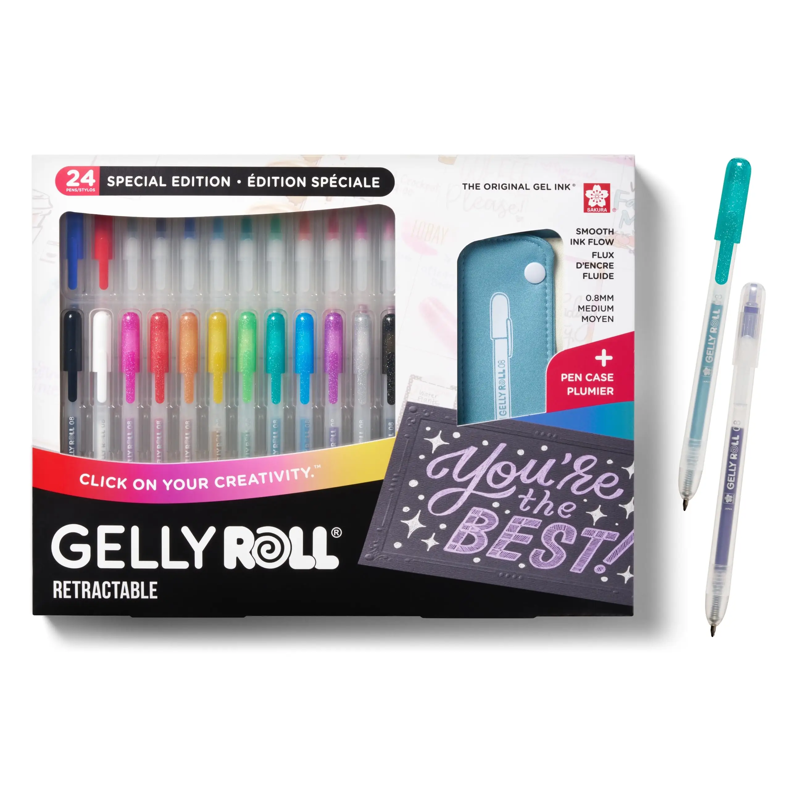 SAKURA Gelly Roll Retractable 25 Piece Gift Set: 24 Pens + 1 Pen Case