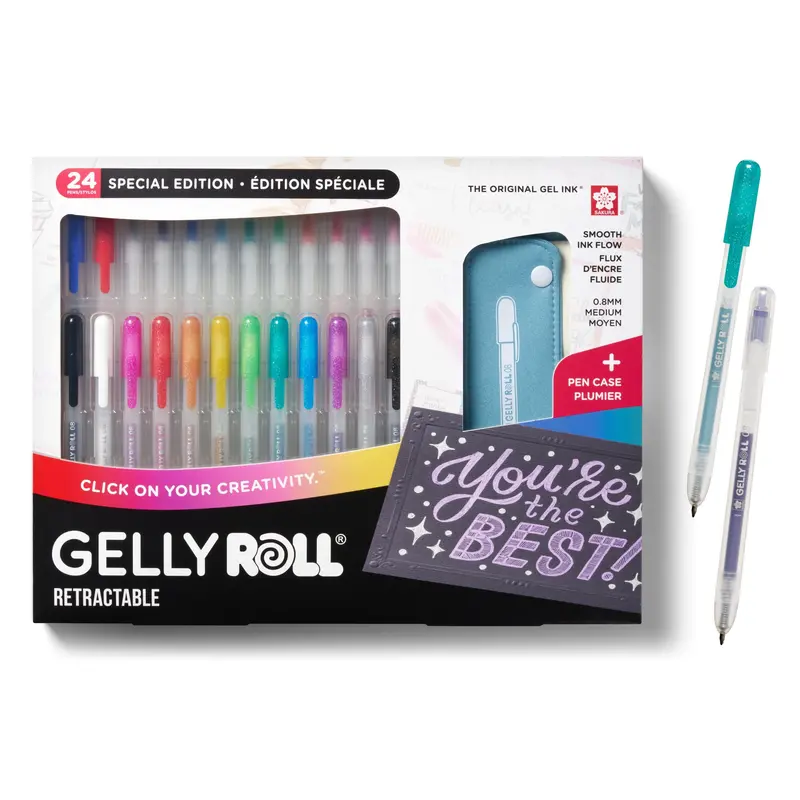 SAKURA Gelly Roll Retractable 25 Piece Gift Set: 24 Pens + 1 Pen Case