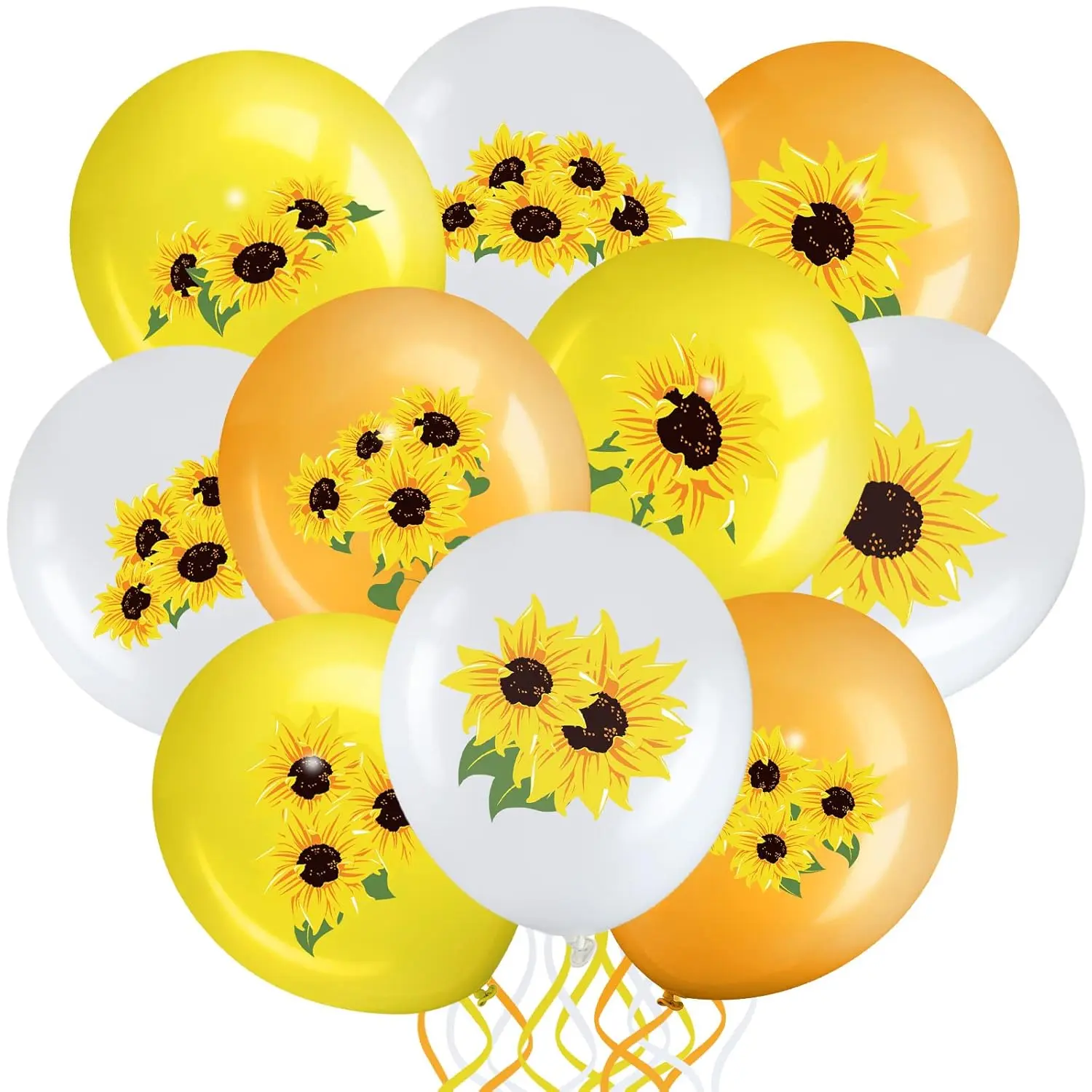 45 Pieces Sunflower Balloons Decorations 12 Inch Sunflower Yellow White Balloons For Summer Honeybee Themed Party Baby Shower Birthday Wedding Party Decorations Supplies