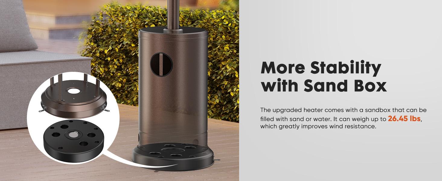 48,000 BTU Propane Heater Outdoor Patio Heaters , Patio Heater Deck Porch for Outdoor Use Camping Backyard Commercial with heels, Double-Layer Stainless Steel Burner, 87" H