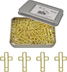 50 PCS Gold Cross Paper Clips Bible Bookmark Clips, Bible Study Supplies Accessories for Women HiQin