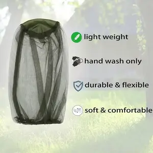 Portable Foldable Convenient Head Mosquito Net Ultra Light Breathable Full Coverage Head Wear anti Mosquito Insect Protection Net for Outdoor Camping Hiking Travel