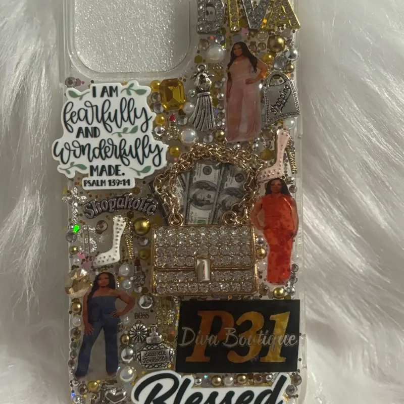 Junk Phone Case with Custom Charms to represent your business.Showcase your business with your most used accessory.  Handmade Unique Design Personalized Name or Logo Available for iPhone Models,Samsungs, Google Pixel, and other android models available.