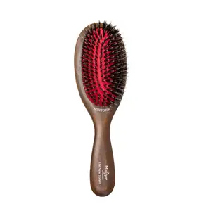 Marilyn Brush New Yorker Boar Bristle & Nylon Quill Flat Hair Brush - Distributes Natural Oils for Smoothing & Static Control - Comfortable Styling Tool for All Hair Types