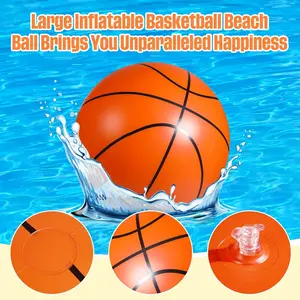 Oversized Flashing Inflatable Basketball Style Beach Ball, Giant Pool & Beach Ball. Ideal for outdoor activities, summer birthday parties, water games, sports themed party gifts and decorations.